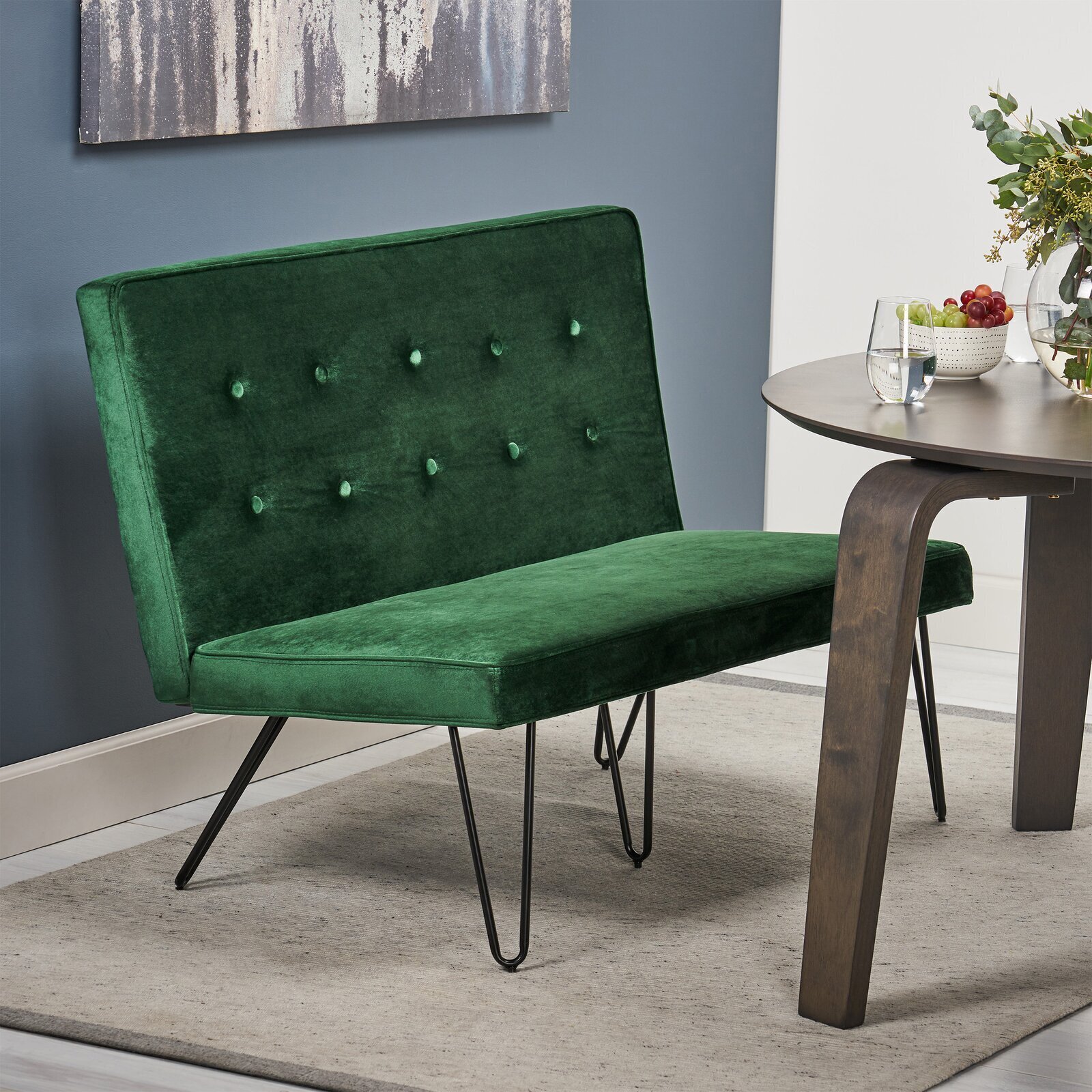 Emerald Upholstered Bench With Back For Dining Table 