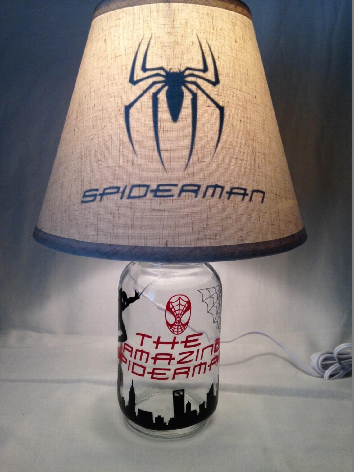  Marvel Spiderman Double Shade Table Kids Lamp With