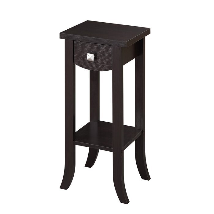 Espresso Color Wooden Plant Stand With Drawer 