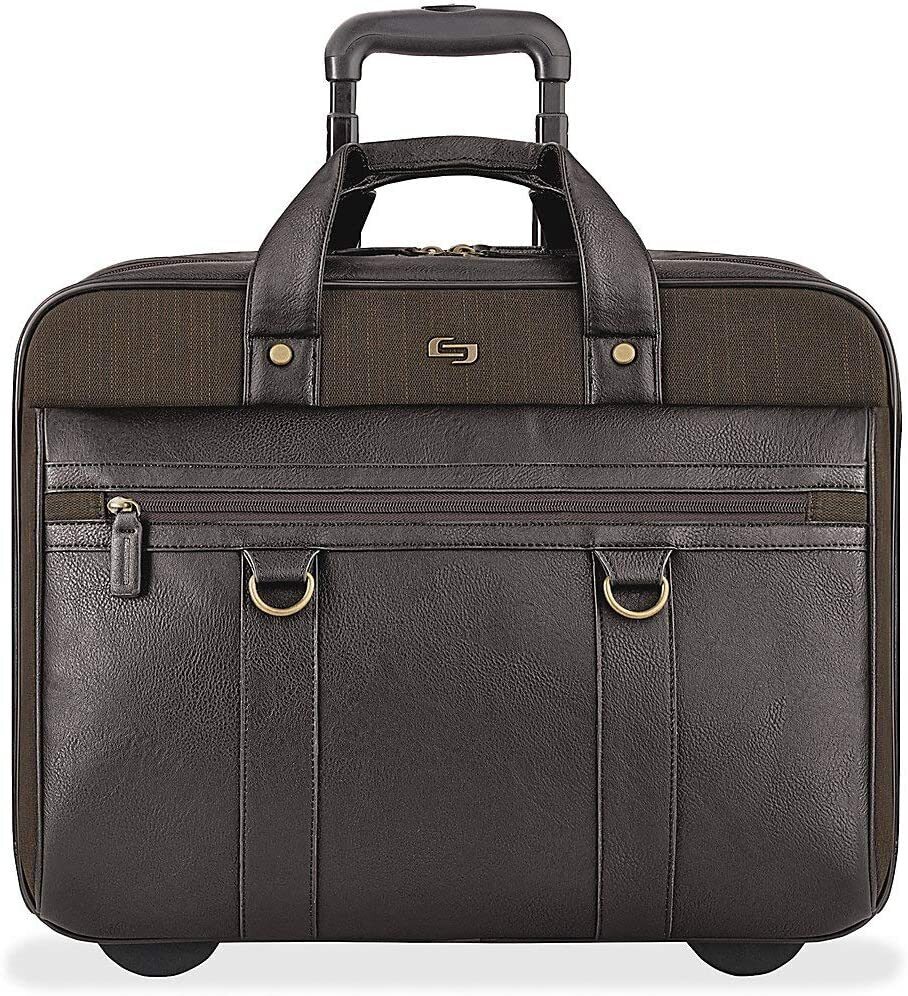 Leather laptop hotsell bag with wheels