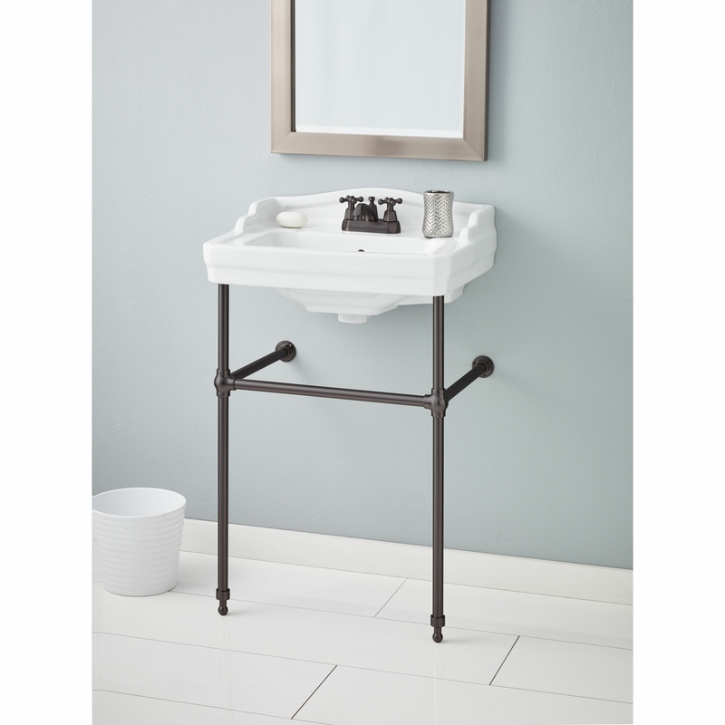 Essex 31" Tall Metal Rectangular Console Bathroom Sink with Overflow