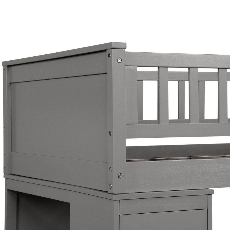 Ethaniel Twin Over Twin 4 Drawer Solid Wood L-Shaped Bunk Beds with Bookcase by Harriet Bee