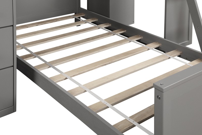 Ethaniel Twin Over Twin 4 Drawer Solid Wood L-Shaped Bunk Beds with Bookcase by Harriet Bee