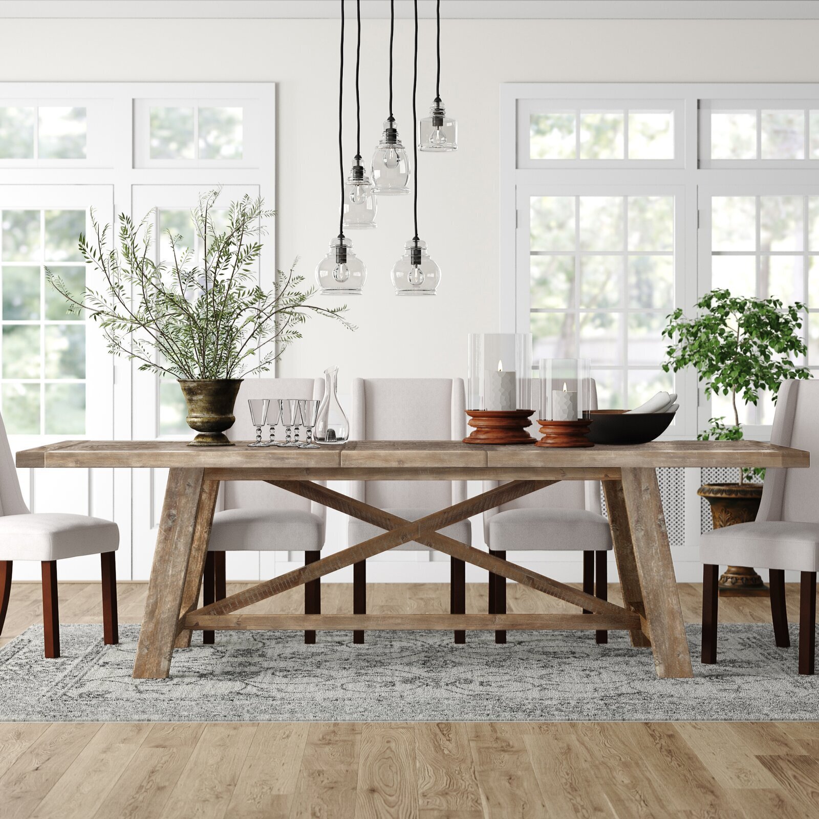 Extendable Solid Acacia Wood Dining Table 