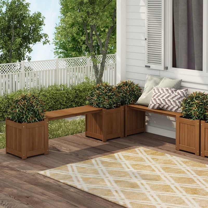Fallah Wooden Planter Bench