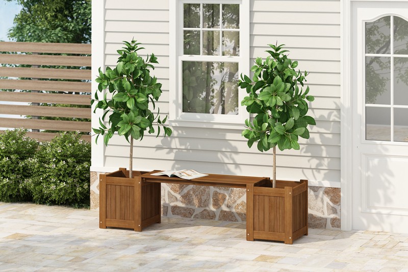Fallah Wooden Planter Bench