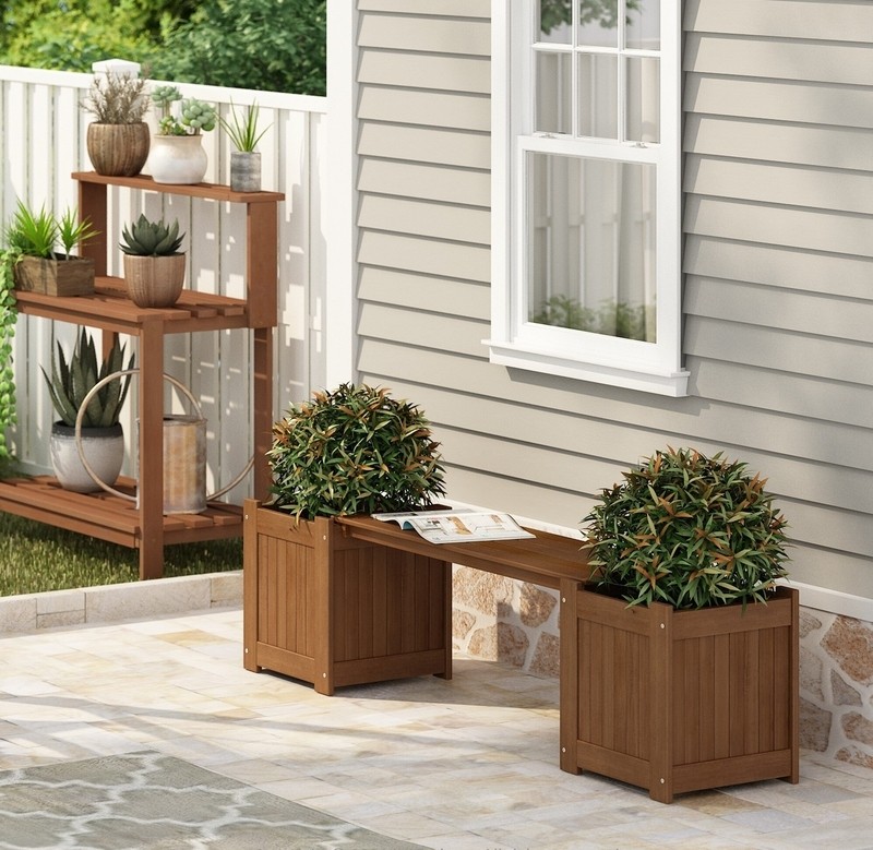 Fallah Wooden Planter Bench
