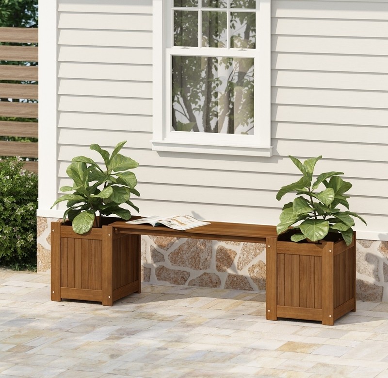 Fallah Wooden Planter Bench