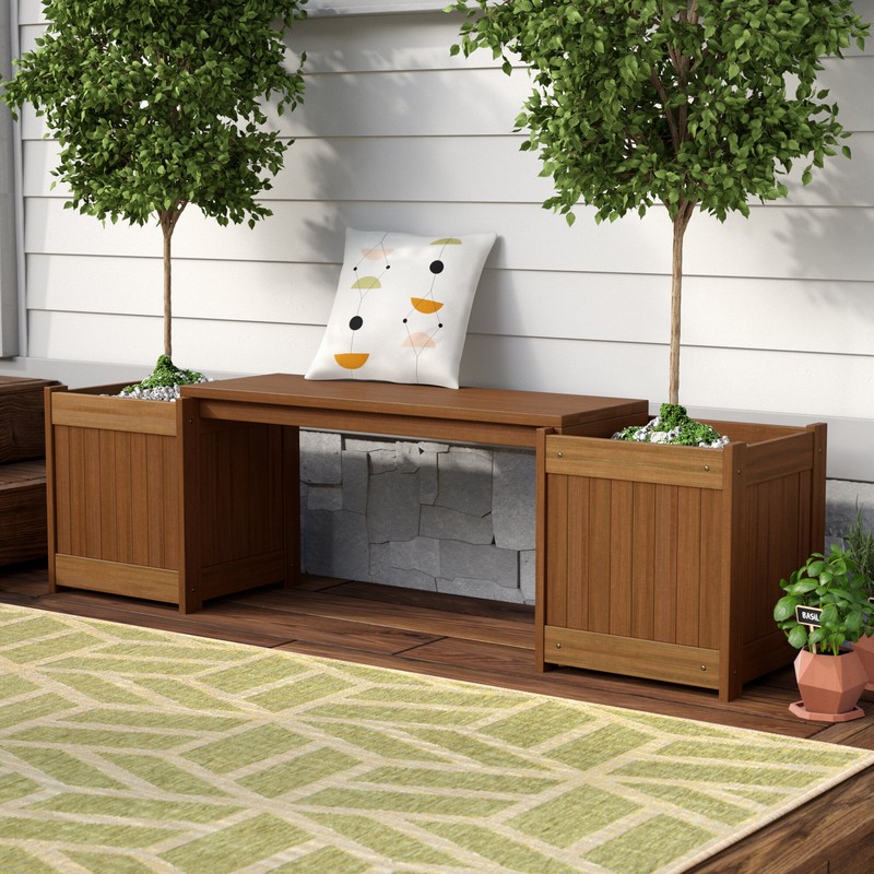 Fallah Wooden Planter Bench