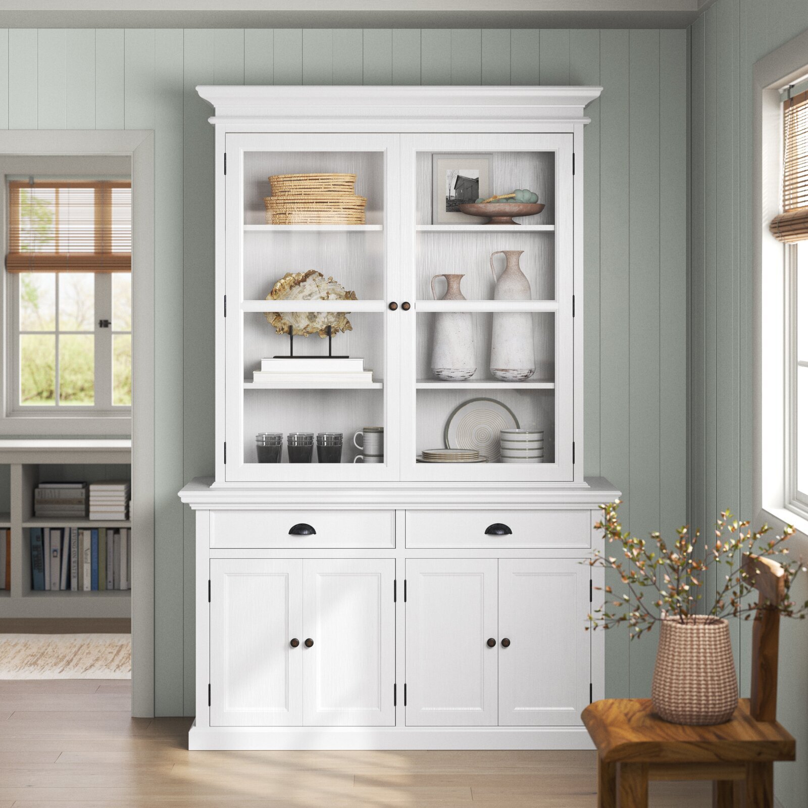 Farmhouse Style Large Hutch Cabinet 