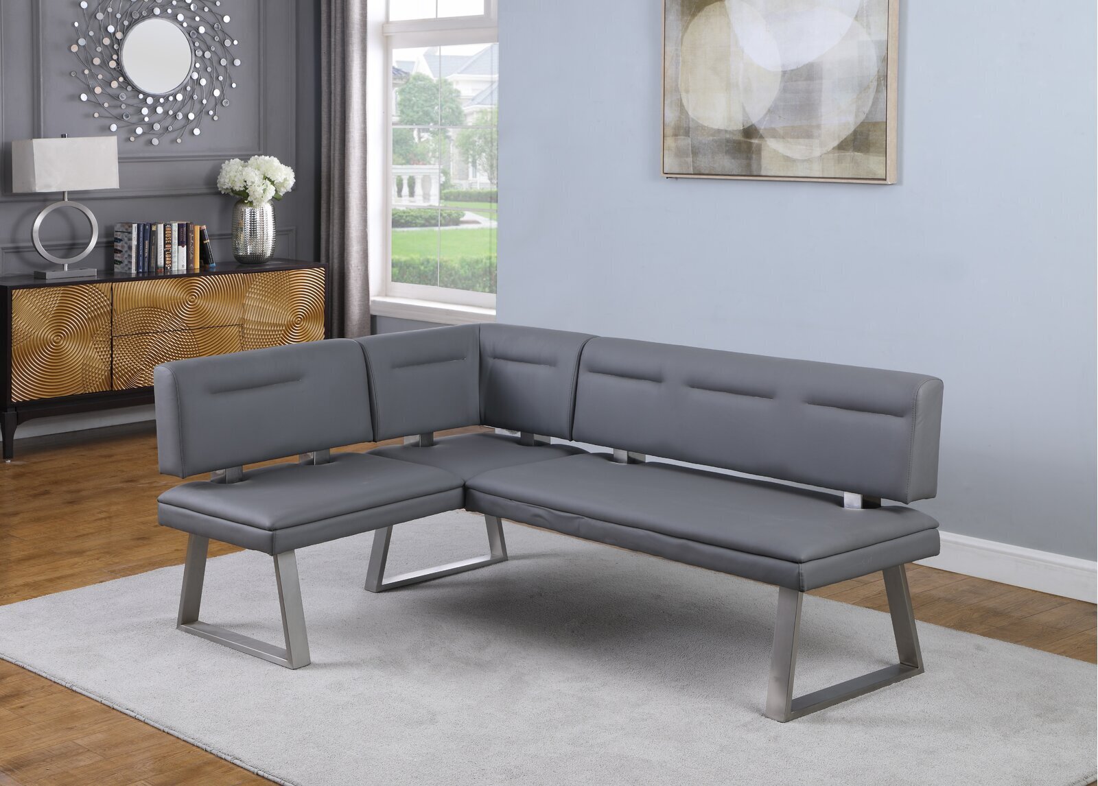 Faux Leather Corner Bench Seating