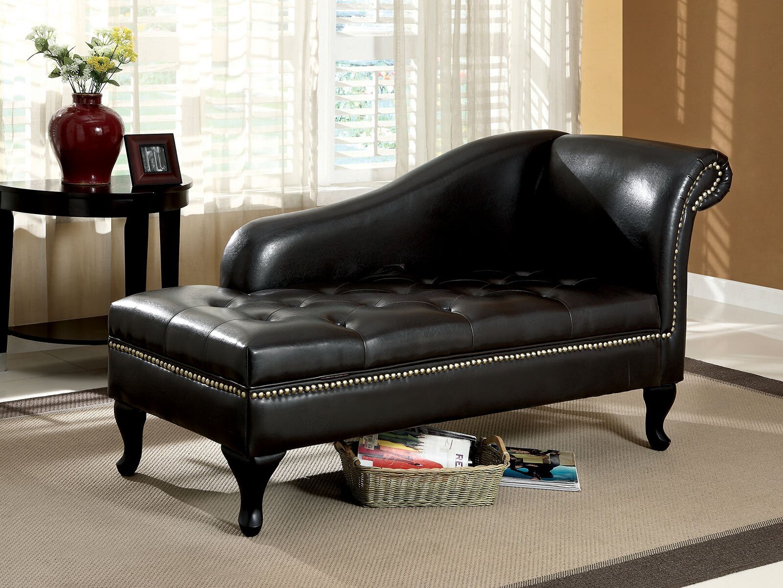 Faux leather vintage chaise lounge
