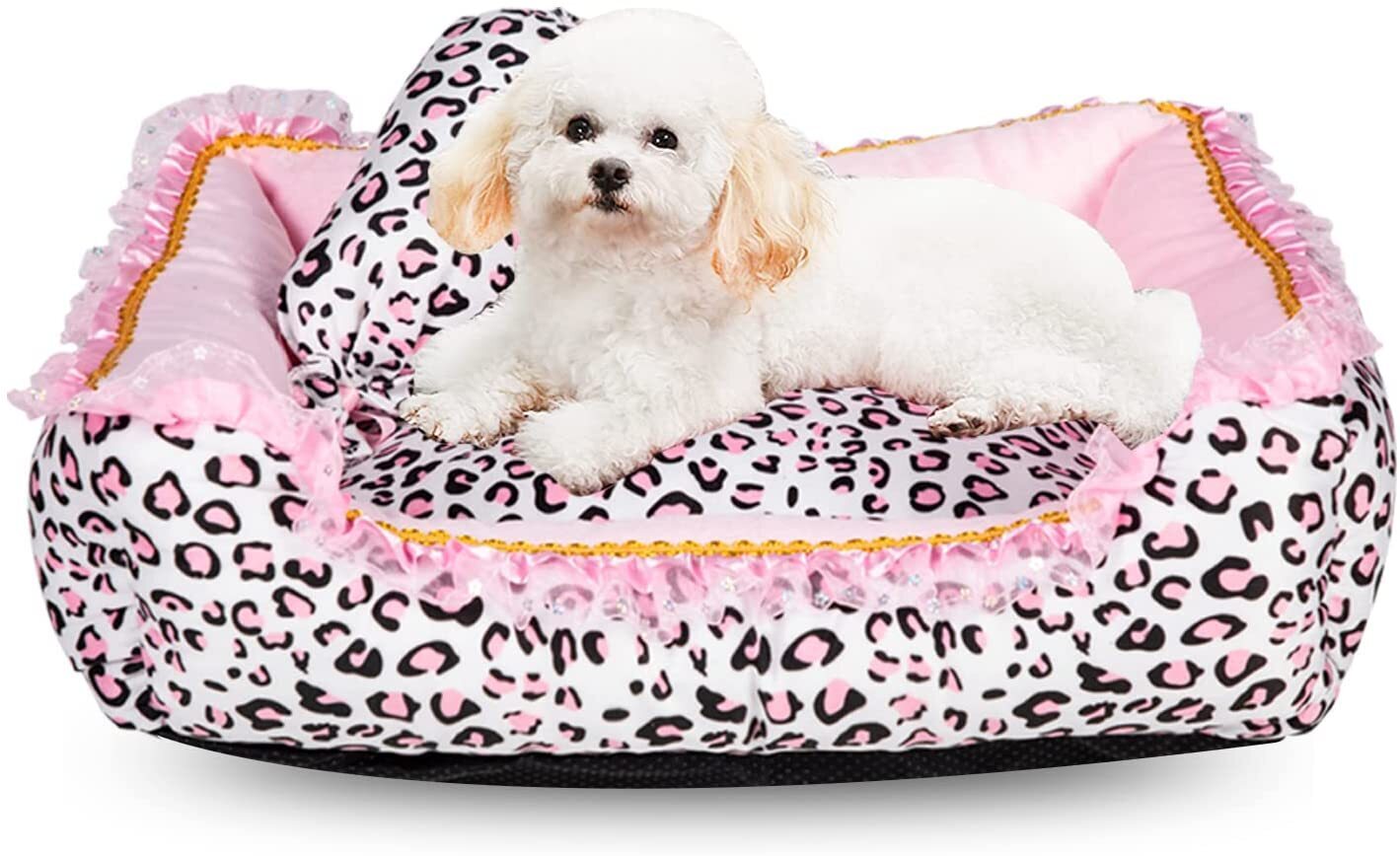 Feminine Pink and Black Cheetah Print Dog Bed 