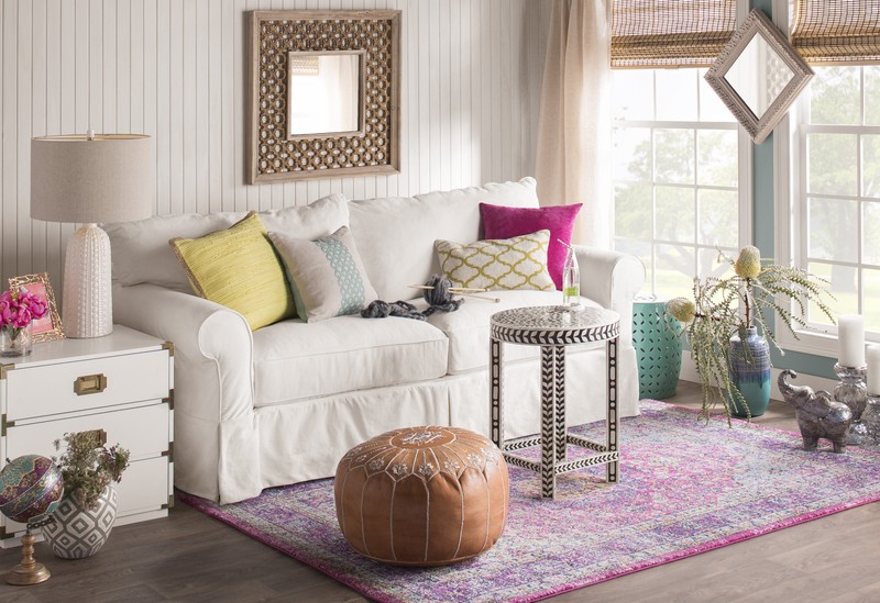 Finchley 20'' Wide Round Floral Pouf Ottoman
