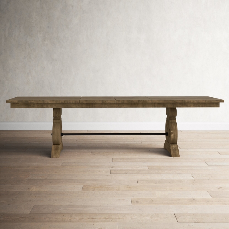 Findley Butterfly Leaf Pine Solid Wood Trestle Dining Table