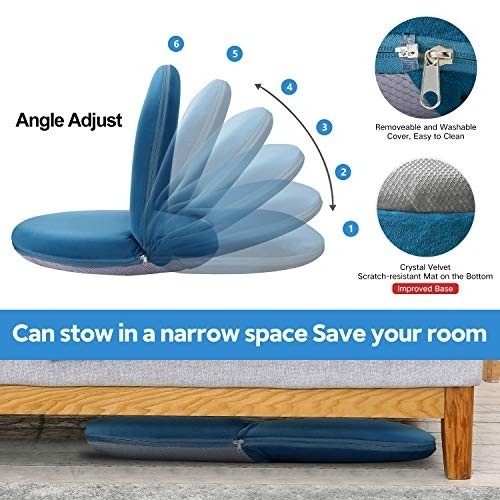 Floor Chair Adjustable NNEWVANTE Back Support Chair Foldable Meditation Seating Suede-Like Fabric Multiangle Cushioned Recliner for Adults Kids Video-Gaming Reading Watching, Navy
