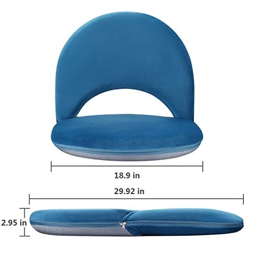 Floor Chair Adjustable NNEWVANTE Back Support Chair Foldable Meditation Seating Suede-Like Fabric Multiangle Cushioned Recliner for Adults Kids Video-Gaming Reading Watching, Navy