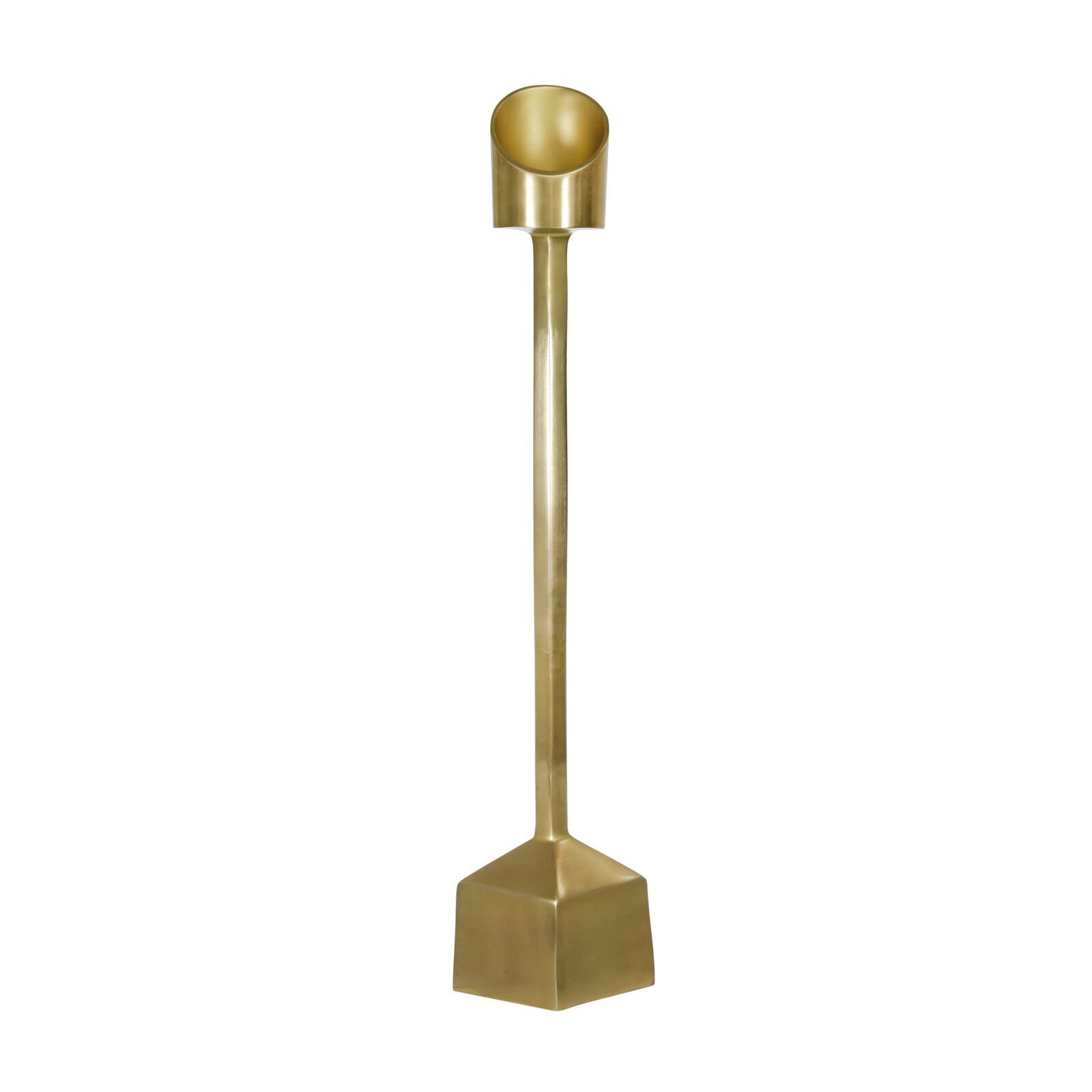 Floor standing candle holder in a golden finish