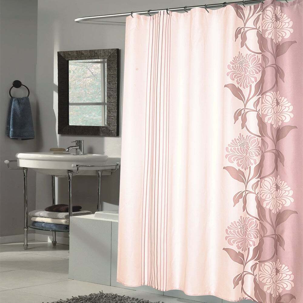 Floor to Ceiling Shower Curtains with Floral Designs