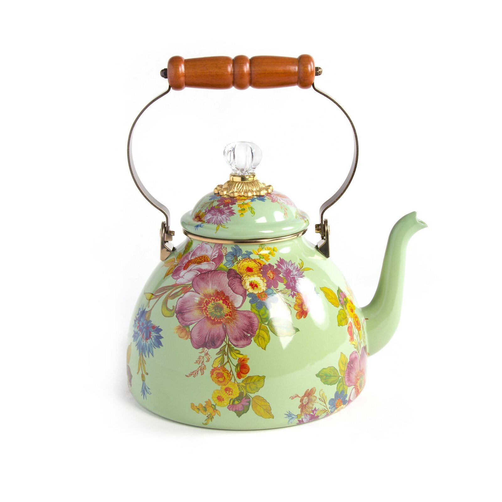 Floral Motif Light Green Country Kettle 