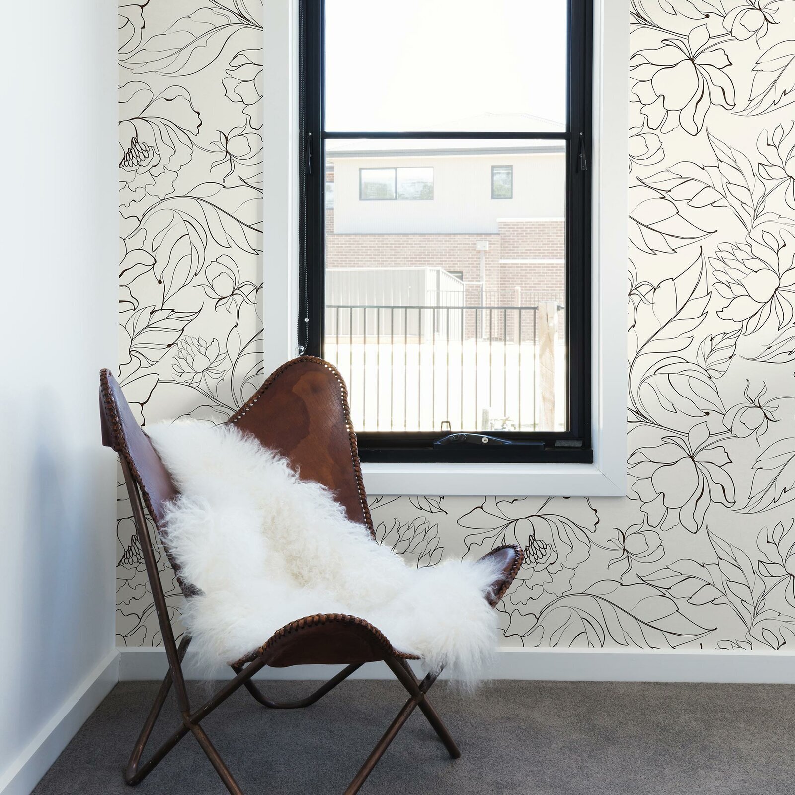 Floral stencil peel and stick wallpaper 
