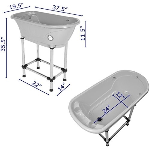 Flying Pig Pet Dog Cat Washing Shower Grooming Portable Bath Tub (White, 37.25"x19.25"x35.25")