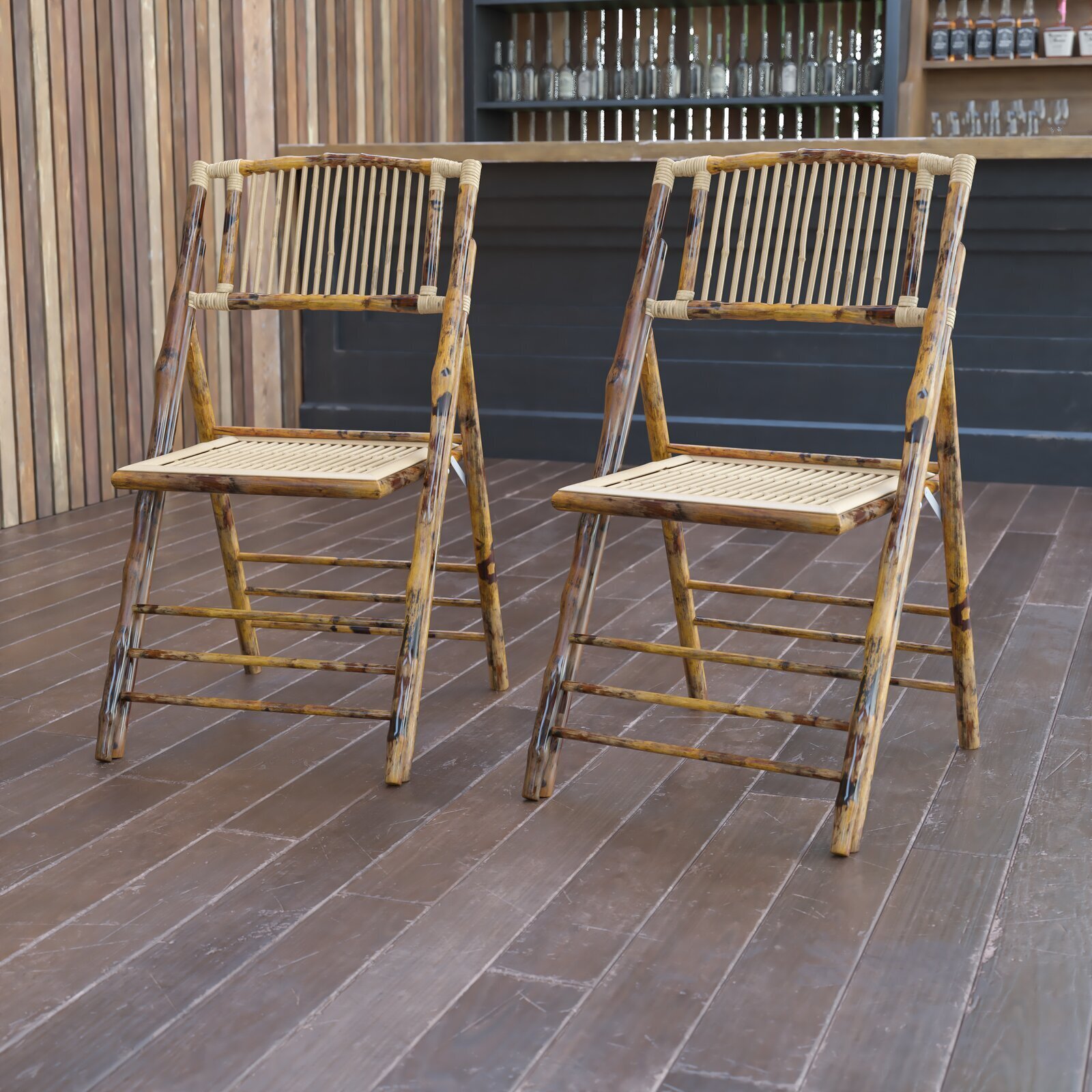 Folding indoor/outdoor chairs in bamboo