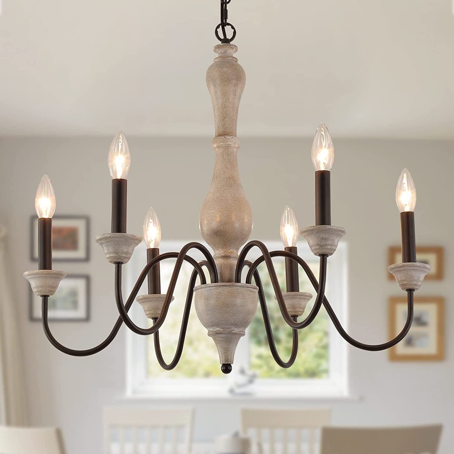 French Country Candle Style Chandelier 