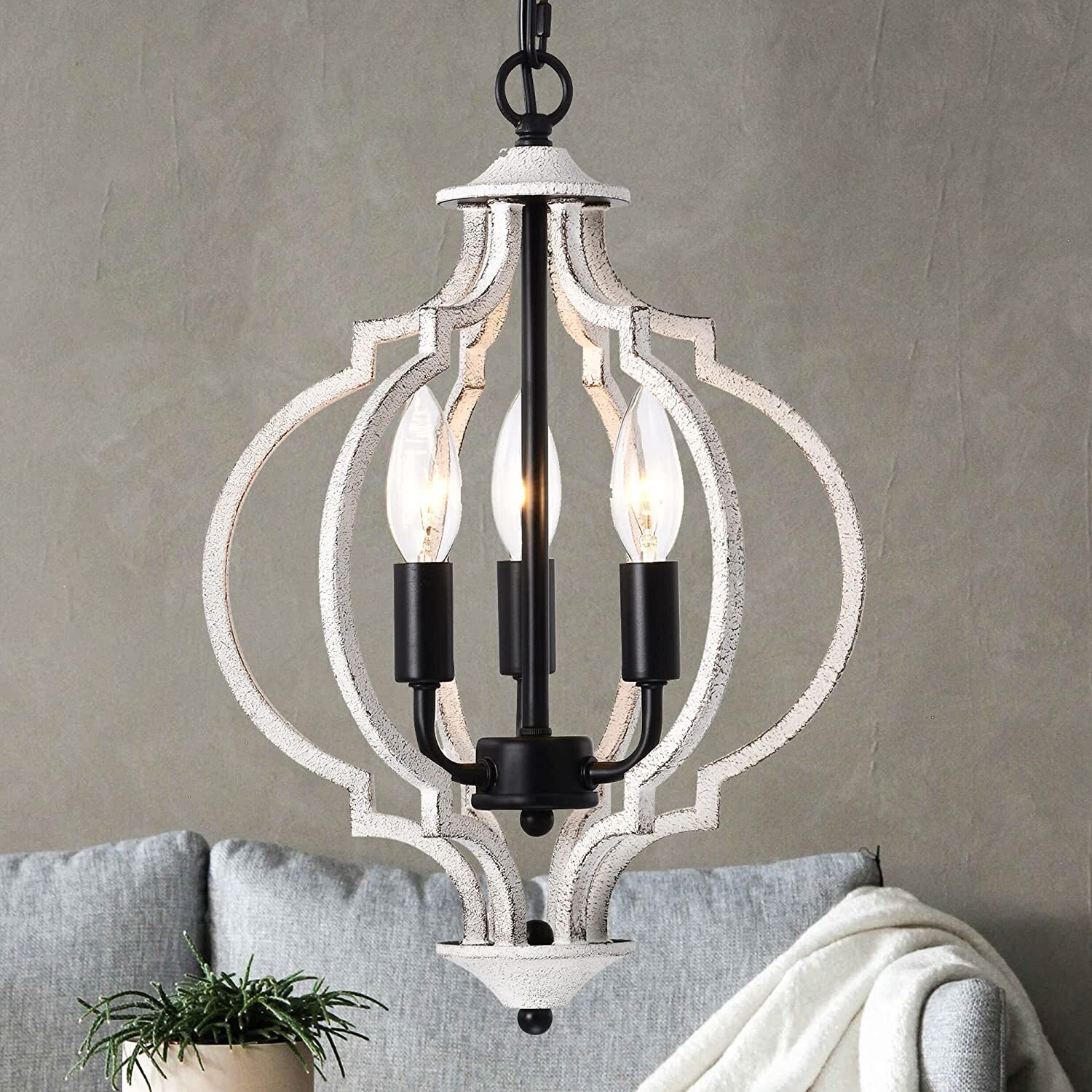 French Country Rustic Faux Candle Chandelier 