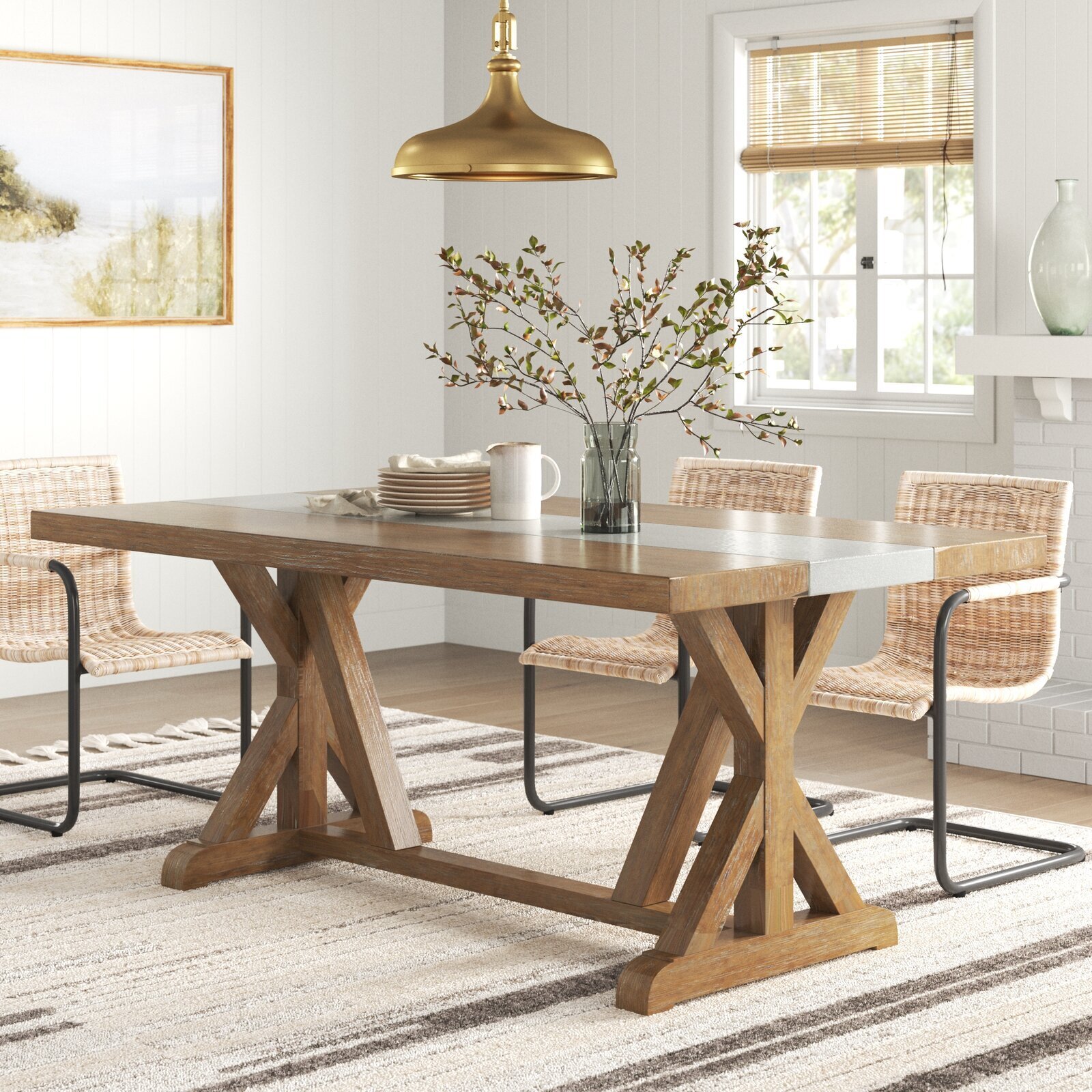 French country table with X shaped legs