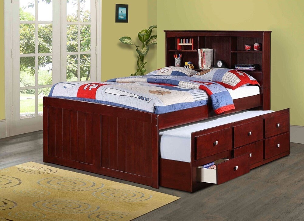 Full size captain’s bed with trundle 
