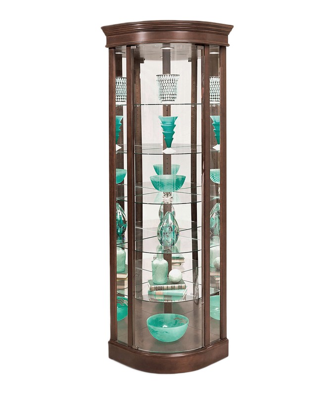 Galghard 32'' Wide Solid Wood Mirrored Back Curio Cabinet with Lighting