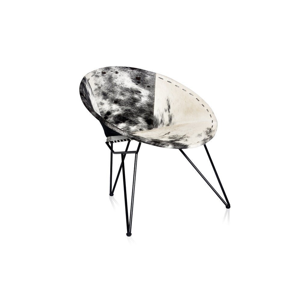 Genuine Leather Cowhide Papasan Chair 