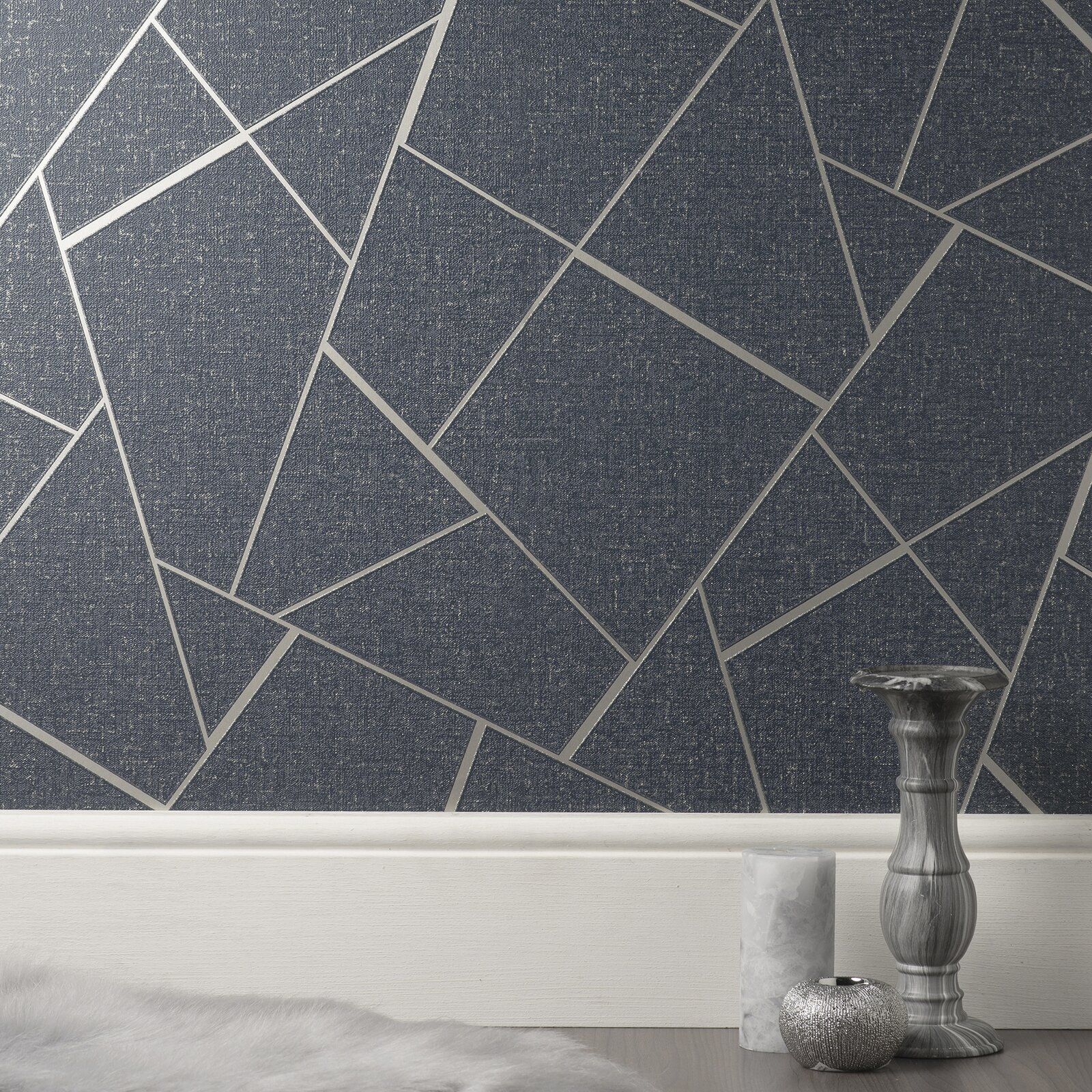 Geometric metallic finish wallpaper