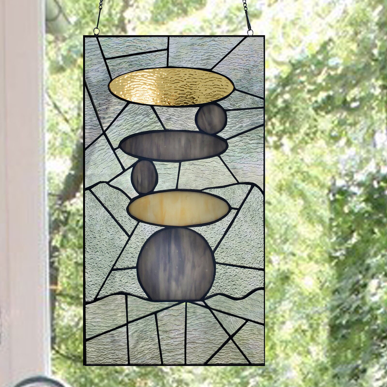 Geometric Stained Glass Panel