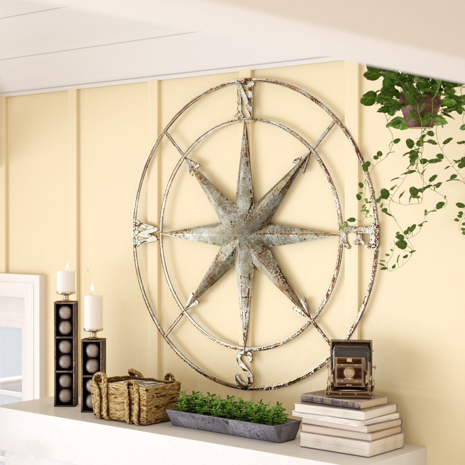 Giant Metal Wall Compass For The Travelers 