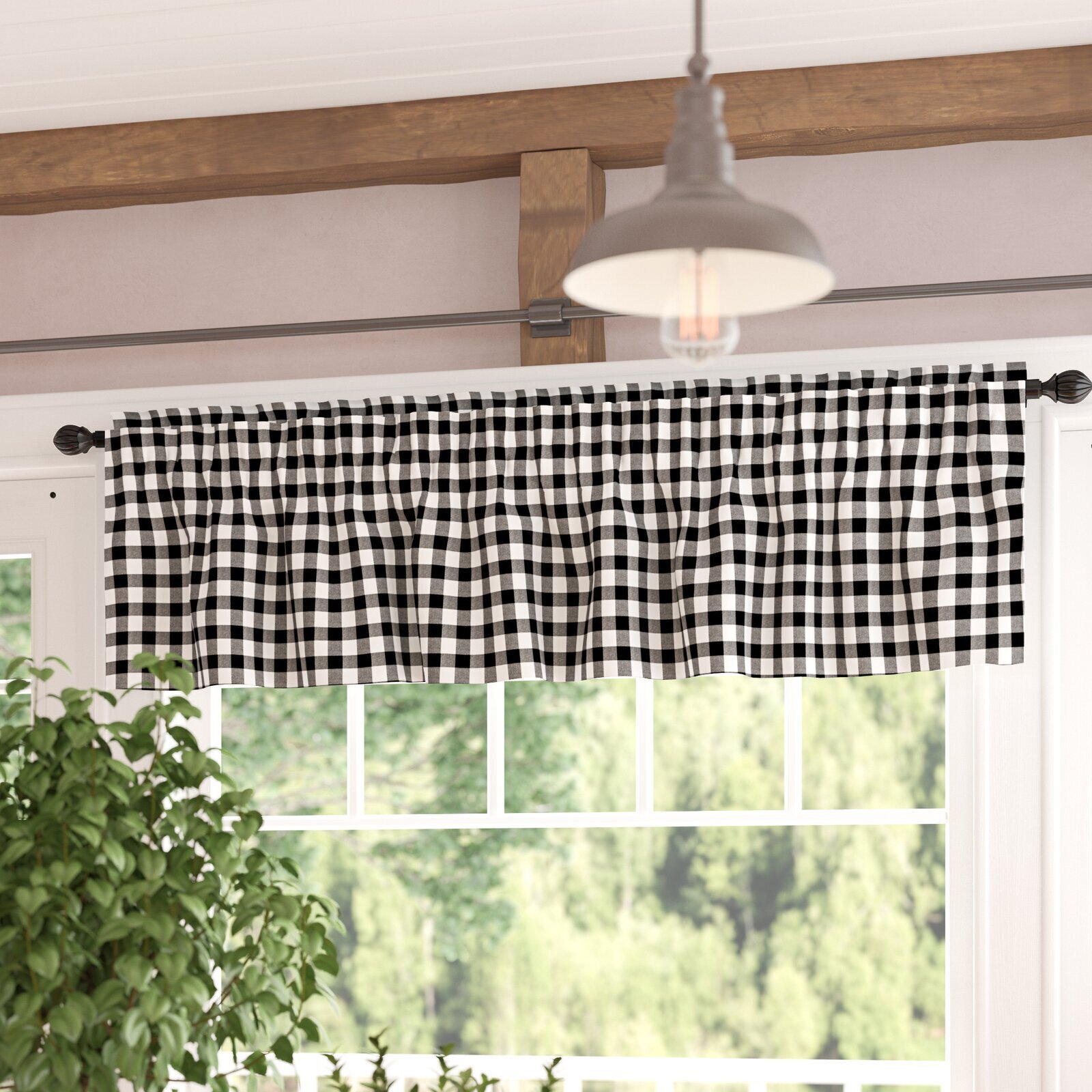 Gingham Valance Curtain for Kitchen