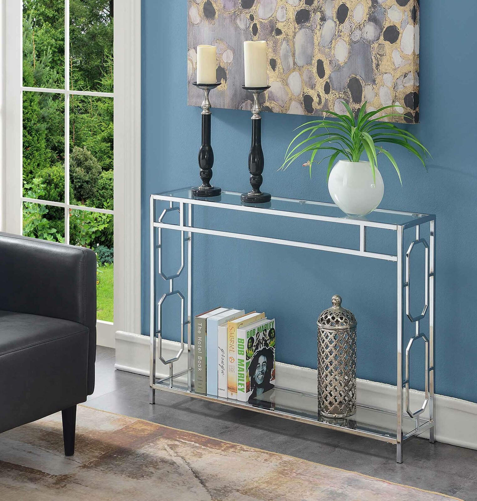 Glam Slim Console Table with Storage