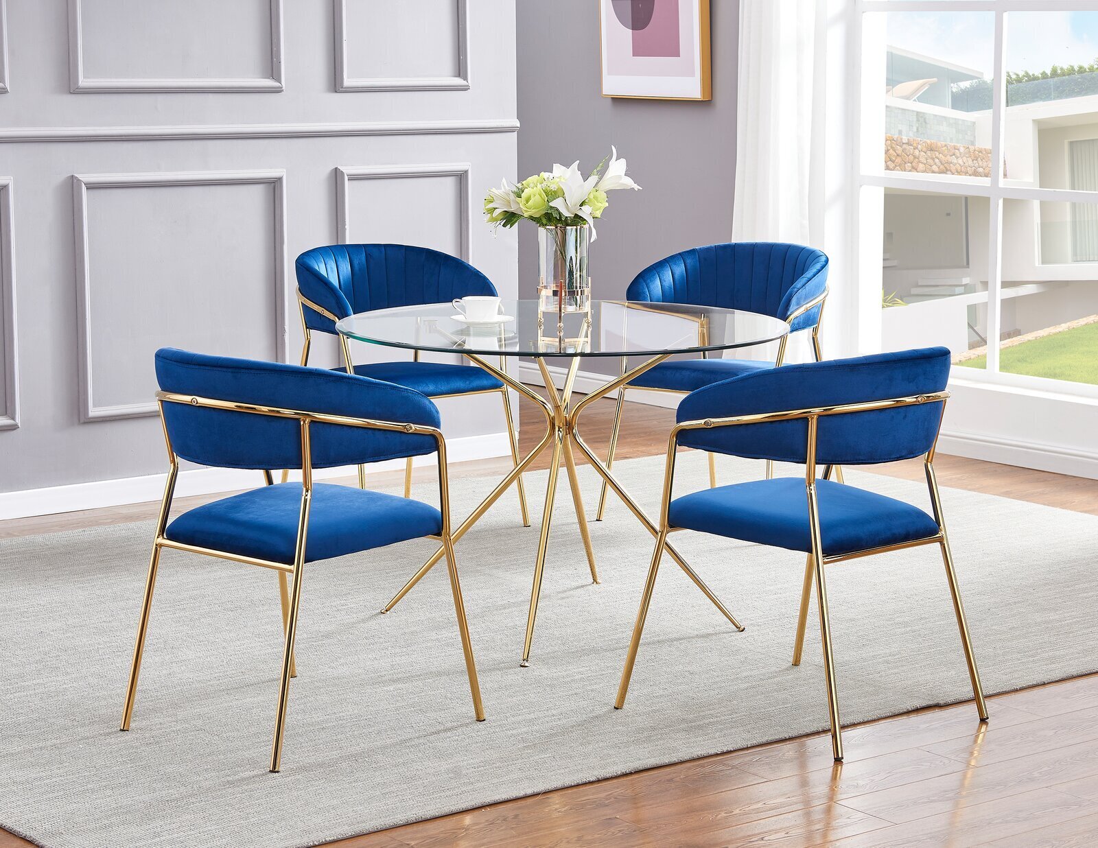 Glam Small Round Kitchen Table and Chairs
