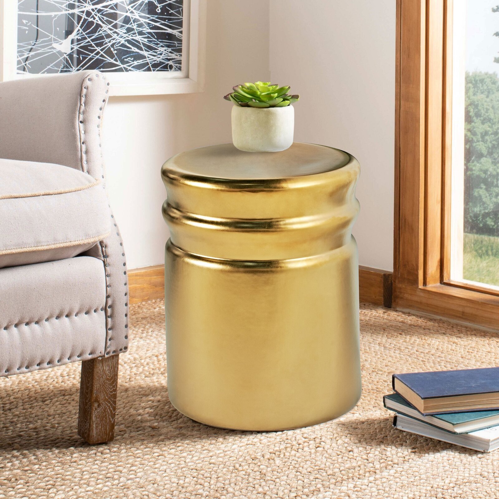 Glamorous Gold Accent Stool