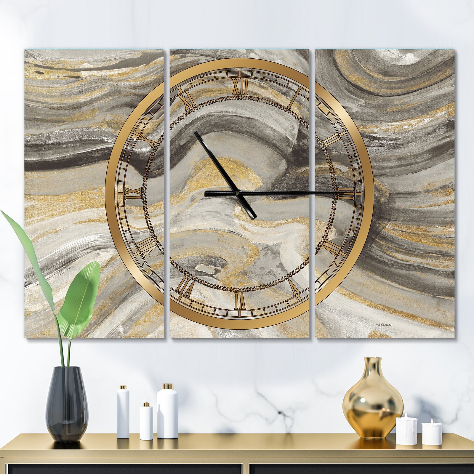 Glamorous Gold Unique Large Wall Clock 