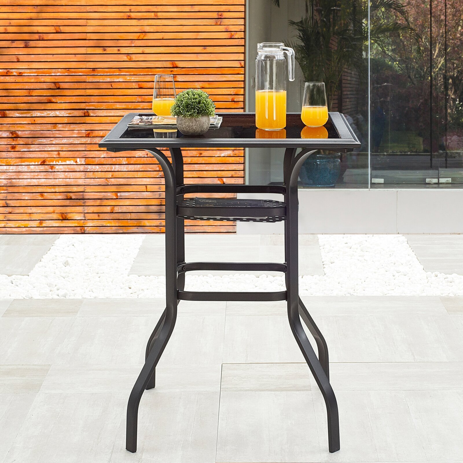 Glass Top Patio Bar Table
