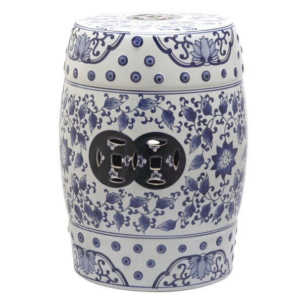 Glazed White and Blue Chinese Floral Motif