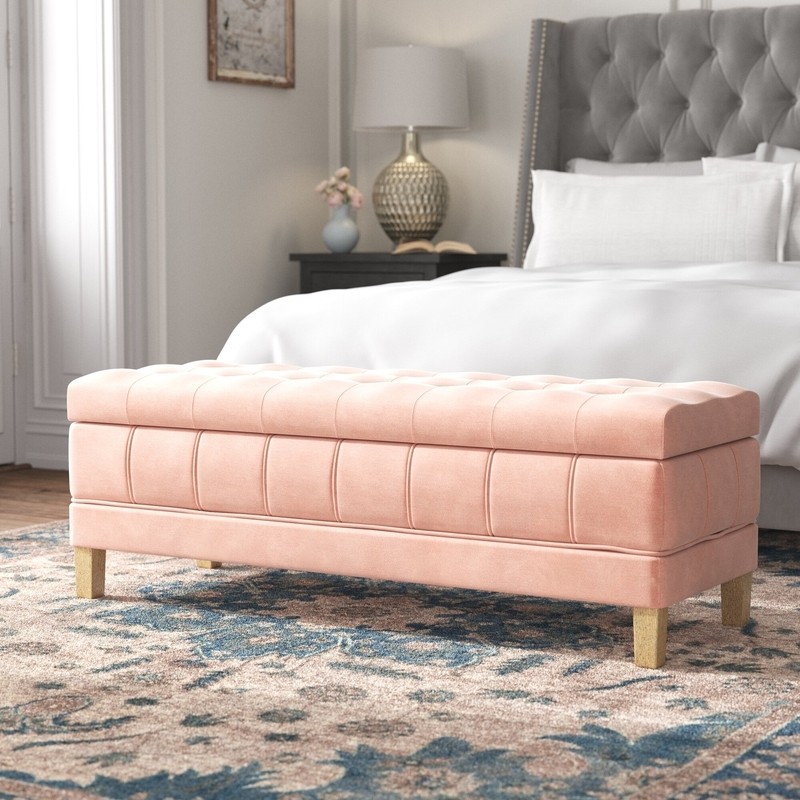 Gloria 52'' Wide Velvet Tufted Rectangle Storage Ottoman with Storage