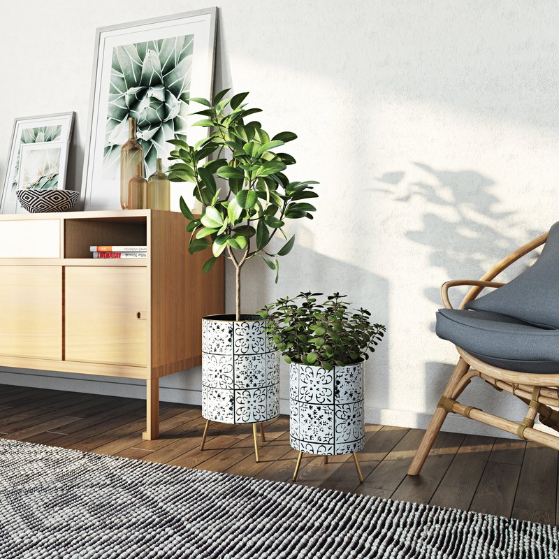 Godeus 2 - Piece Metal Pot Planter Set