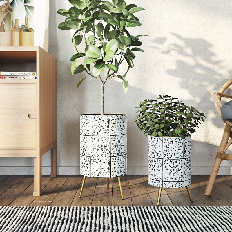 Godeus 2 - Piece Metal Pot Planter Set