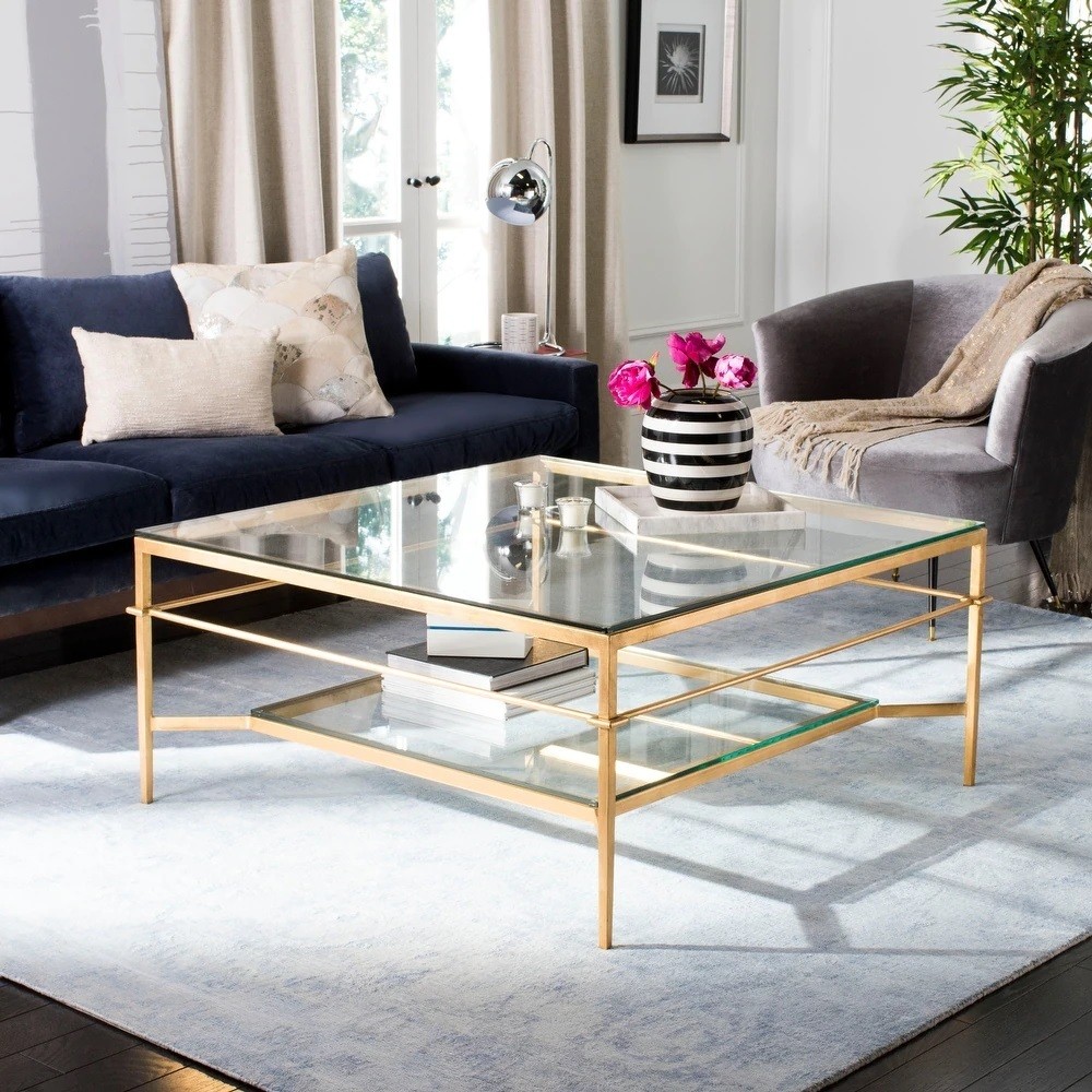 Gold Leaf Large Glass Coffee Table