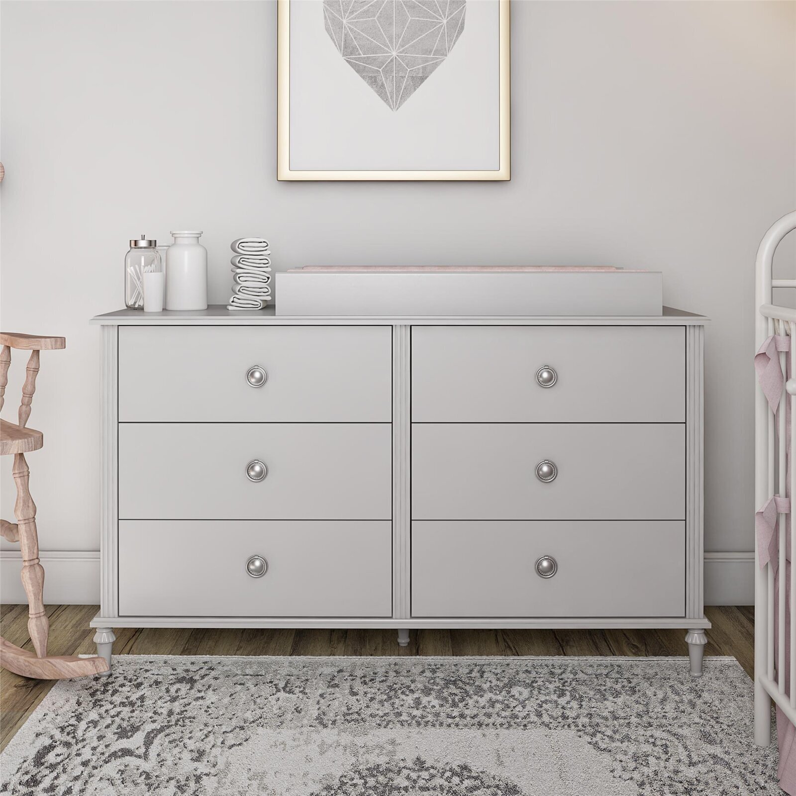 Gray Baby Dresser With Changing Table