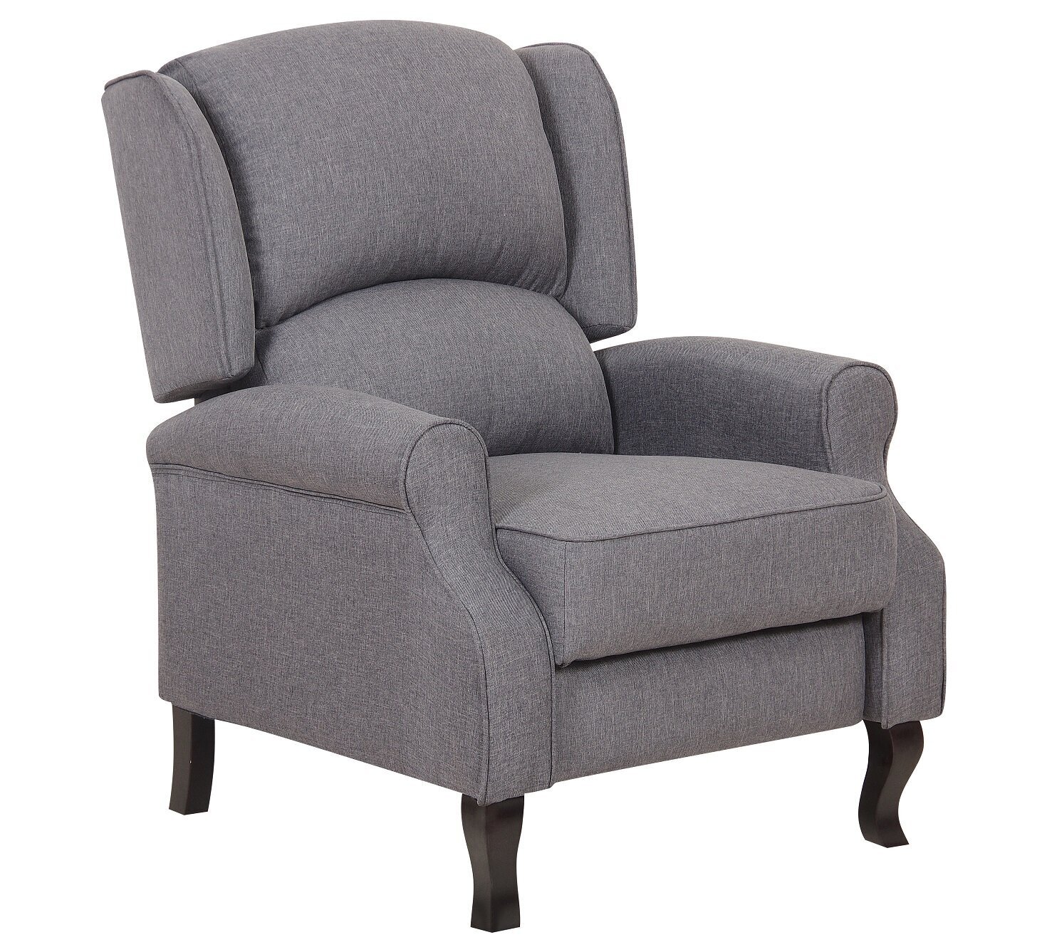 Gray Linen Queen Anne Recliner Chair 