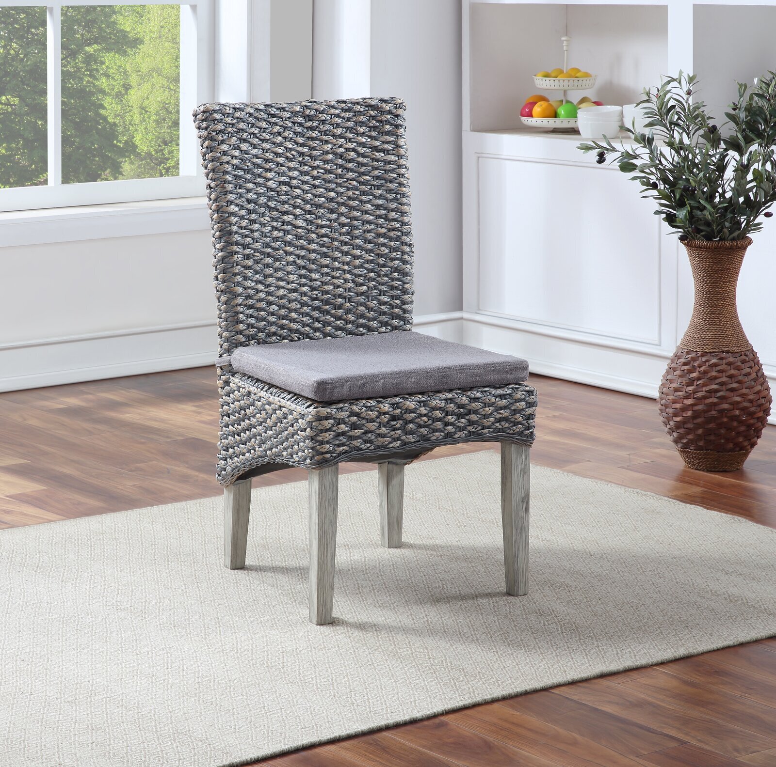 Gray Sea Grass Dining Chairs